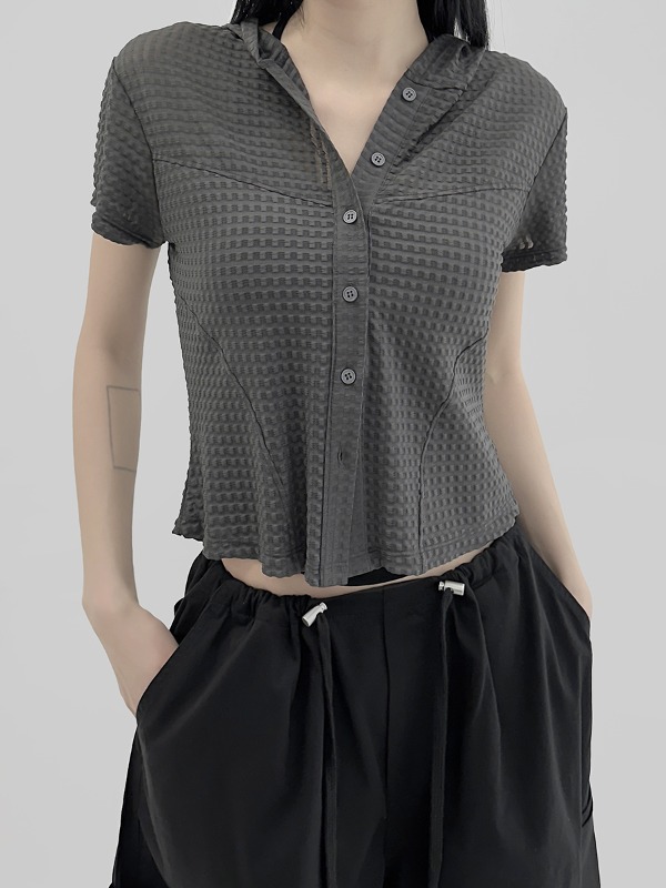 キベン エンボス フード 半袖Tシャツ(3color)